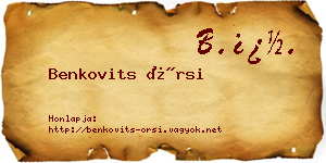 Benkovits Örsi névjegykártya
